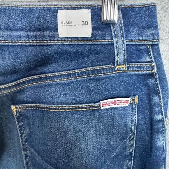 MENS HUDSON BLAKE SLIM STRAIGHT BLUE DENIM JEANS 30 - Picture 5 of 9
